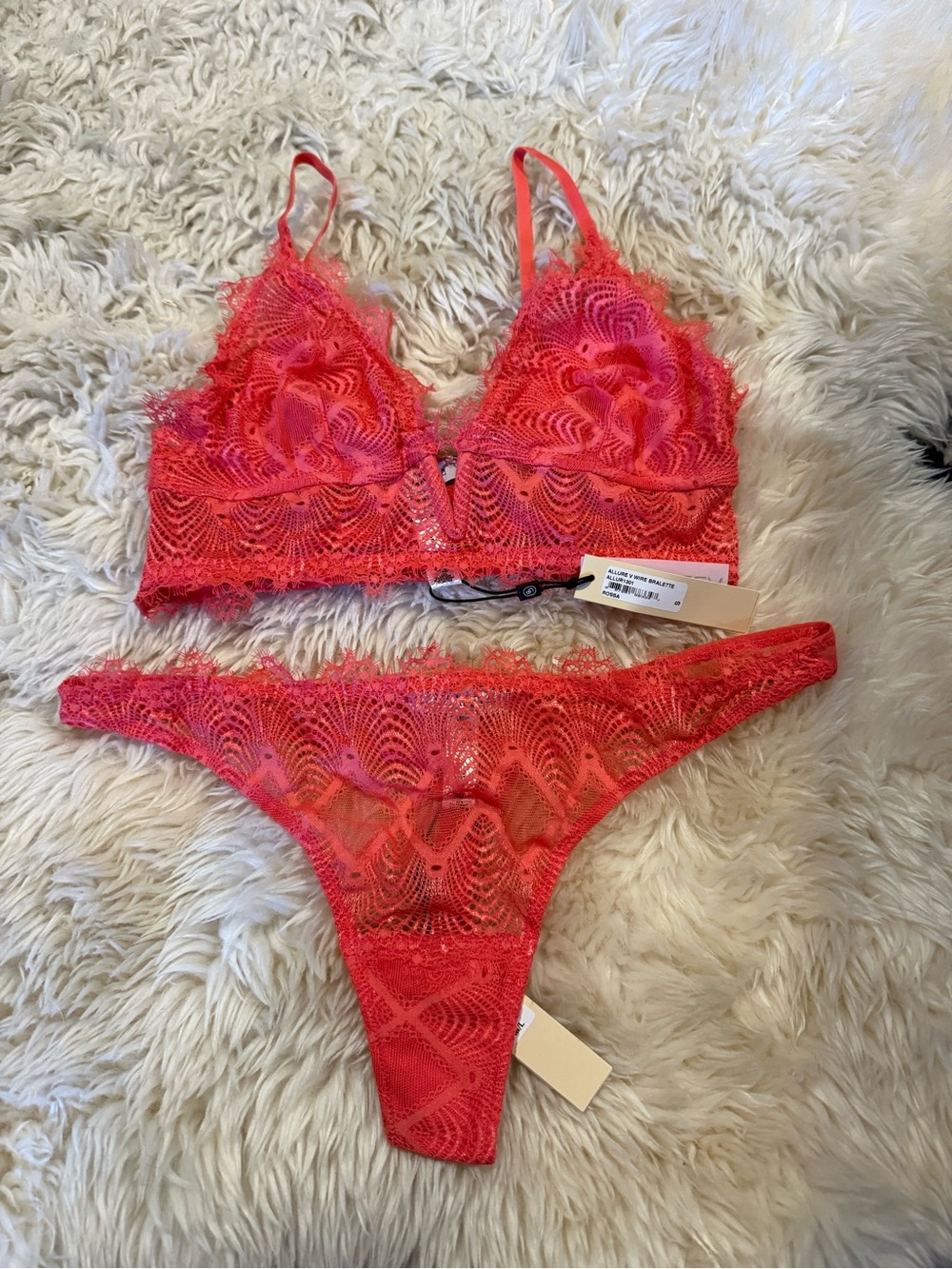 Cosabella Coral Lace Allure Bralette (S) & Thong (M/L) Set
